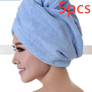 Women's hair dryer cap, absorbent dry hair towel in soft fabric, shown folded for easy storage