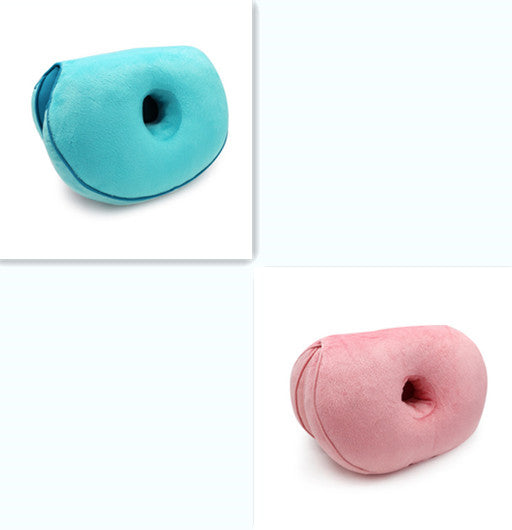 Multifunctional plush beautiful hip cushion in soft fabric, decorative comfort pillow close-up