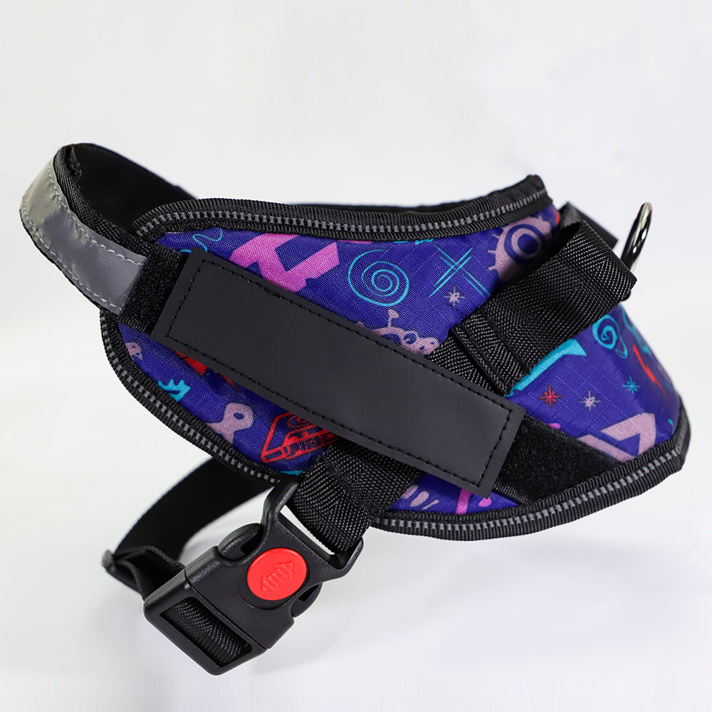 My Store Type 7 dog harness shown from the front with adjustable straps and secure buckles