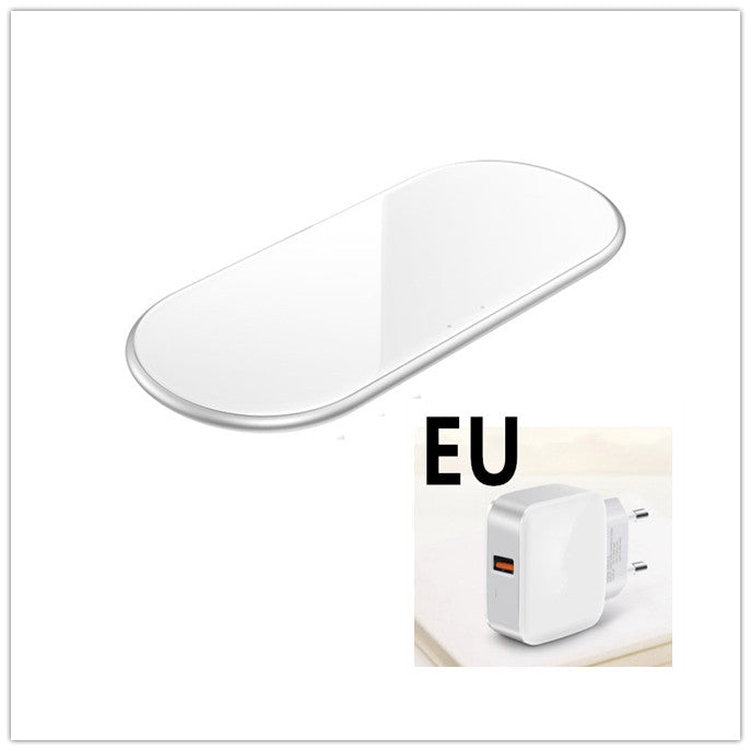 Desktop two-in-one wireless charger by My Store, compact black charging stand for desktop use