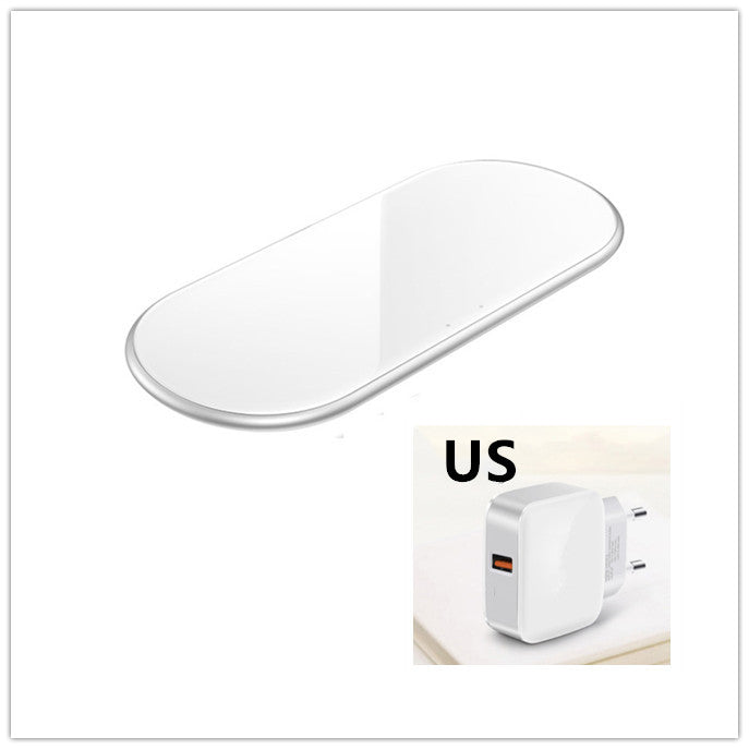 Desktop two-in-one wireless charger by My Store, compact black charging stand for smartphone and earbuds