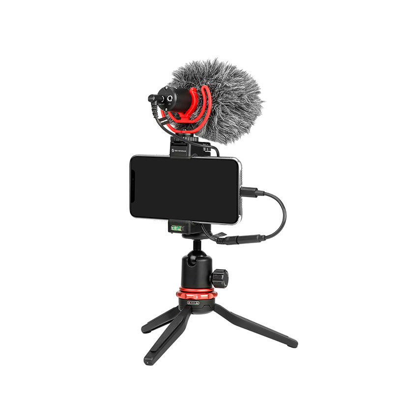 Wired mobile phone microphone for SLR camera, compact black design