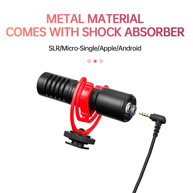 Wired mobile phone microphone for SLR camera, compact black design