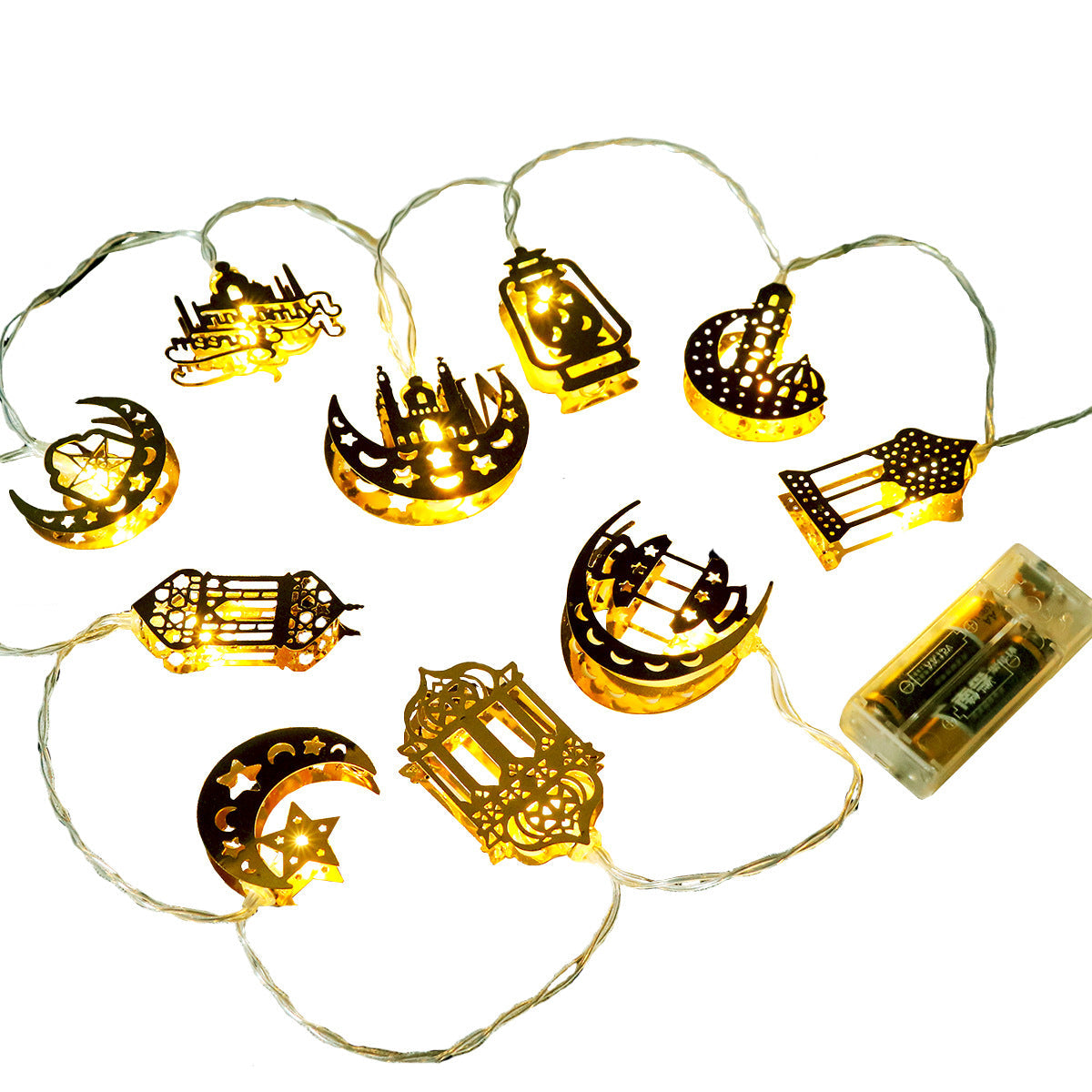Ramadan moon and star LED decoration with illuminated crescent and star design