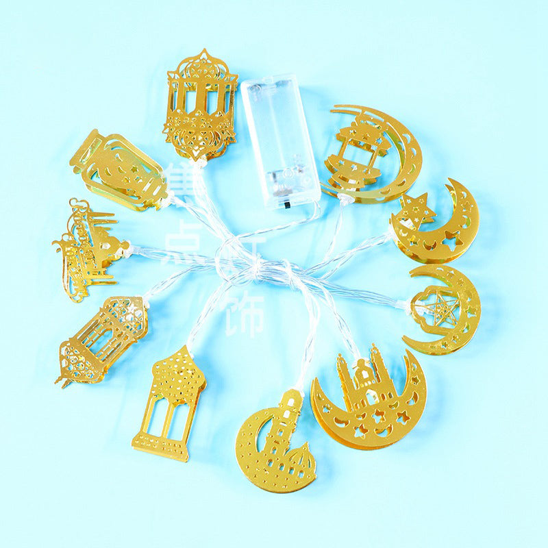Ramadan decorations featuring illuminated moon and star LED lights