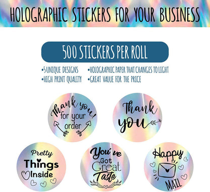 Roll rainbow laser sticker label with colorful holographic finish on a roll