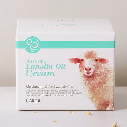Lanolin cream moisturizing lotion skincare product in a simple tube container