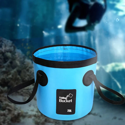 Portable folding fishing bucket bag, waterproof travel bucket for outdoor use and car washing