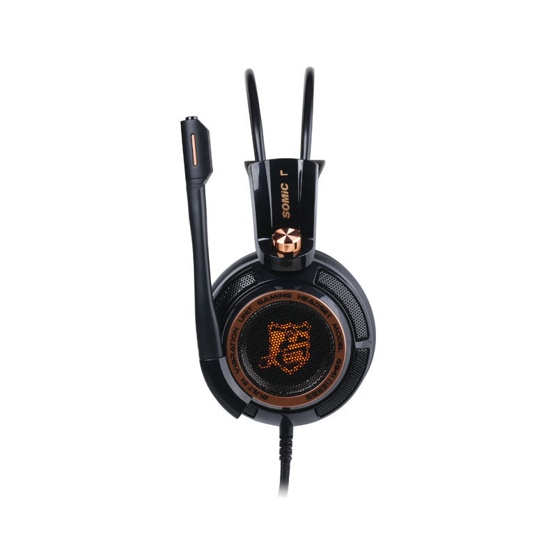 Noise-cancelling computer headset with over-ear headphones in black design