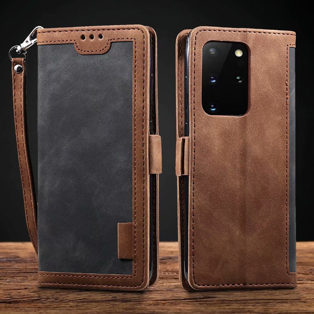 Retro splicing mobile phone cover for mobile phones, colorful geometric design shown on case front