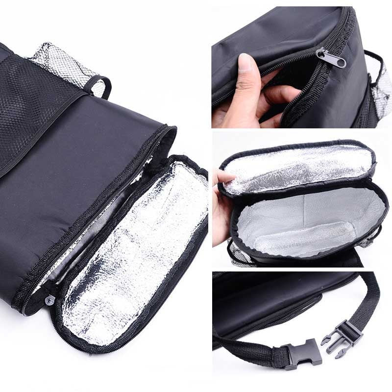 Thermal bag multifunction car seat organizer with insulated storage compartments and adjustable straps