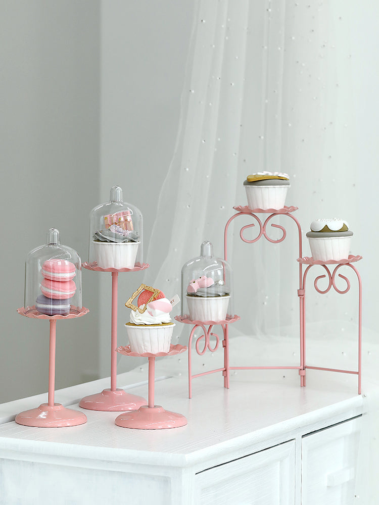 Pink wedding dessert table cake stand with elegant display design