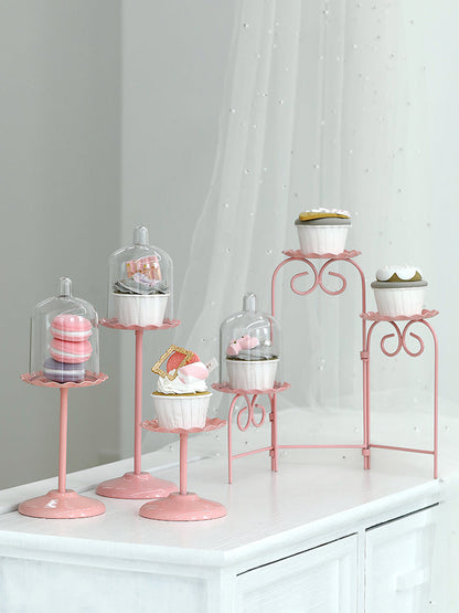Pink wedding dessert table cake stand with elegant display design