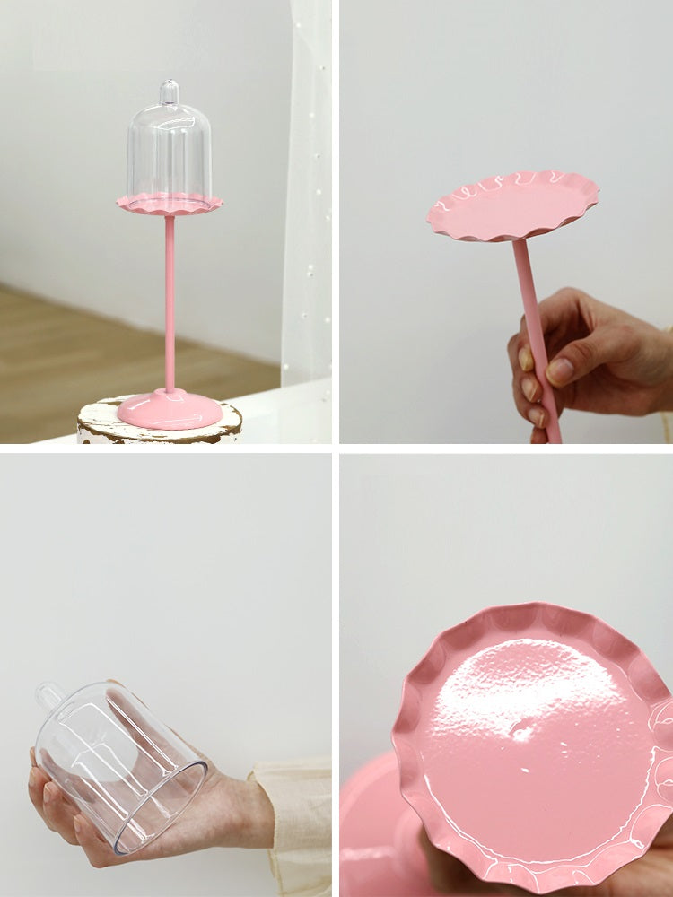 Pink wedding dessert table cake stand for displaying cakes and pastries