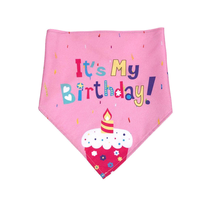 Pet birthday triangle towel dog birthday bandana by My Store with festive birthday design