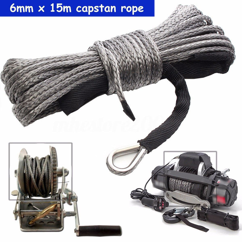 Self-driving rescue rope coiled for emergency use, with durable woven construction visible