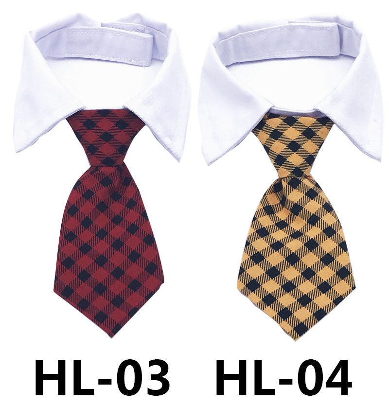 Pet tie with striped check pattern for cats and dogs, solid color design; My Store pet accessory