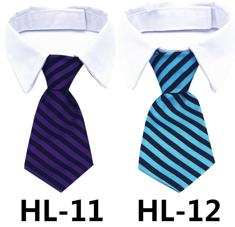 Pet tie with striped check pattern for cats and dogs, solid color design in a close-up product view