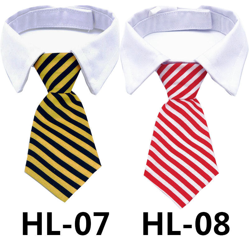 Pet tie with solid color, striped, and check patterns for cats and dogs