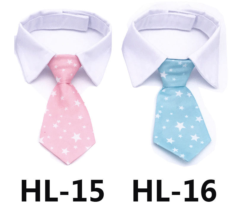 Pet tie print cat and dog accessory in solid color, striped, and check patterns