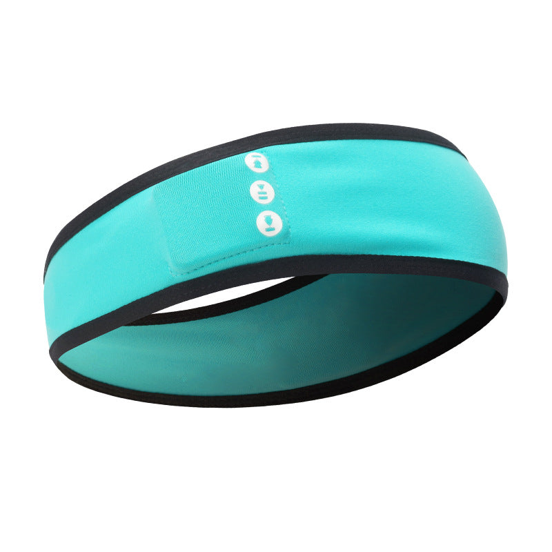 Wireless Bluetooth sports headband with built-in headphones in a comfortable black design