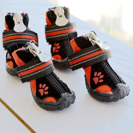 Printed suede cotton shoes for medium and large dogs, side view of pet footwear
