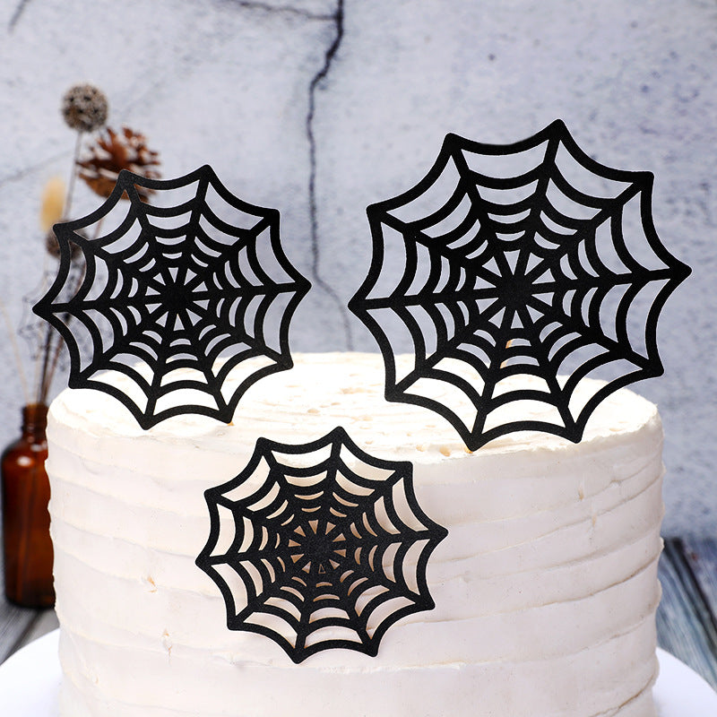 Spider web cake decoration insert card for children's birthday cake