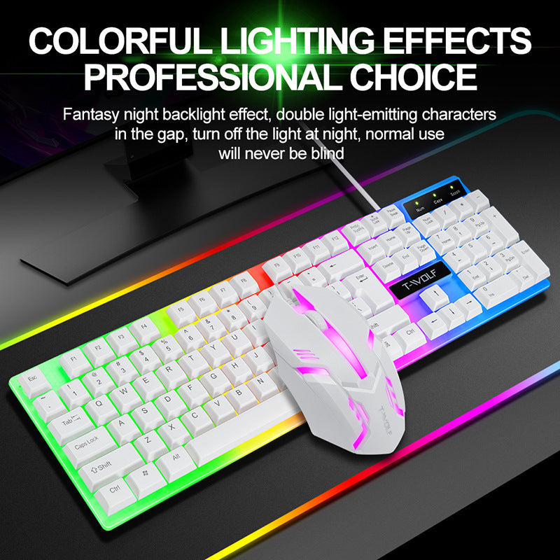 Wired rainbow backlit USB gaming keyboard with ergonomic design