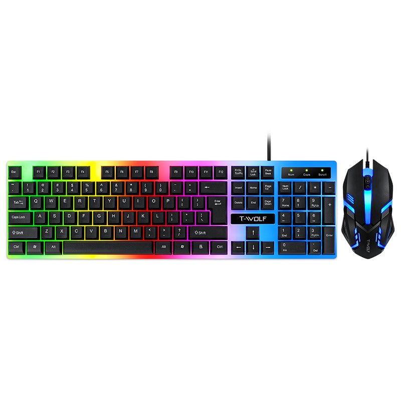 Wired Rainbow Backlit USB Gaming Keyboard with Ergonomic Design