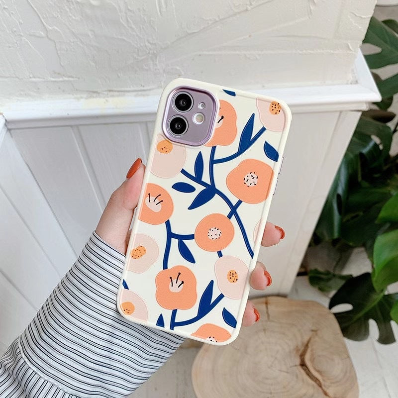 Yellow flower all-inclusive anti-drop phone case, compatible design with protective edges