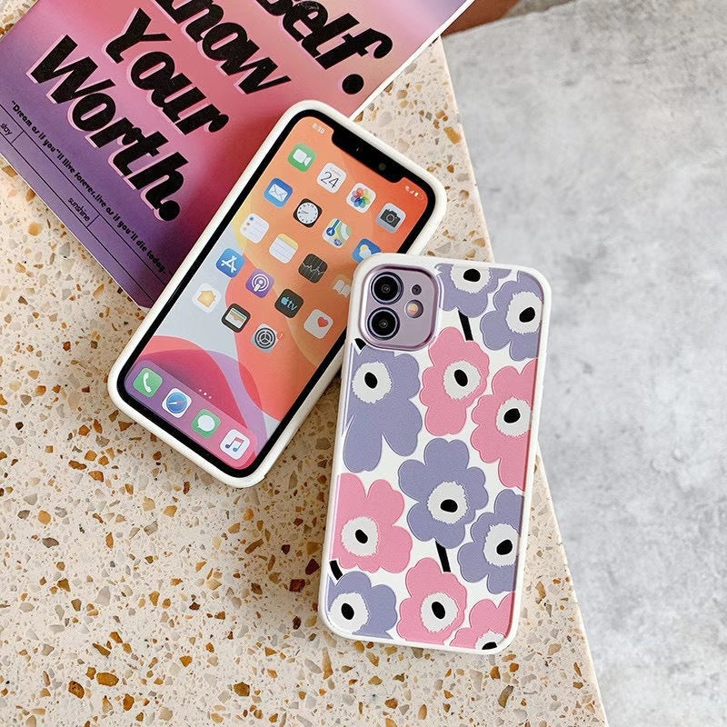 Yellow flower all-inclusive anti-drop phone case with protective raised edges