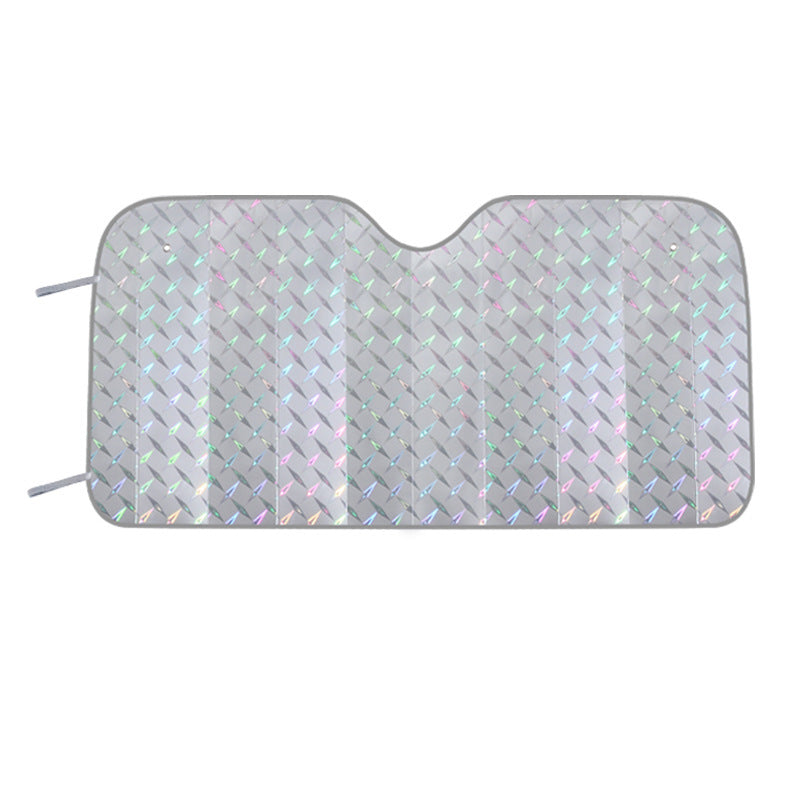 Car sun visor, laser type, for vehicle sun protection, shown in compact folded design