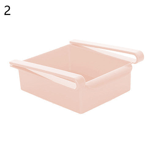 Hanging plastic refrigerator clapboard storage rack for organizing kitchen supplies, white design