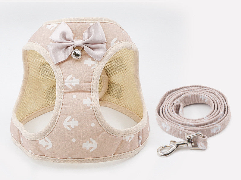 Cat chain traction rope set with chest harness, cat collar, and dog leash in assorted colors