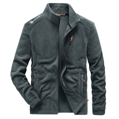 Men's autumn and winter fleece jacket, thick warm outerwear shown front view