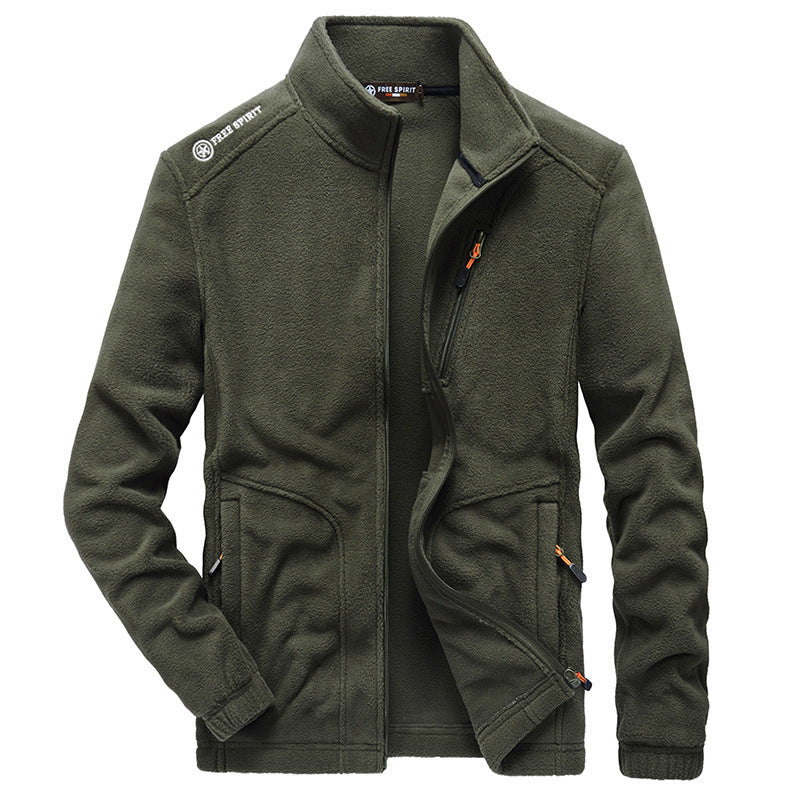 Men's autumn and winter fleece jacket, thick warm insulated design in a classic style