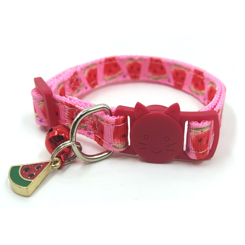 Pet print bell cat collar strap in colorful patterned design with a small bell by My Store
