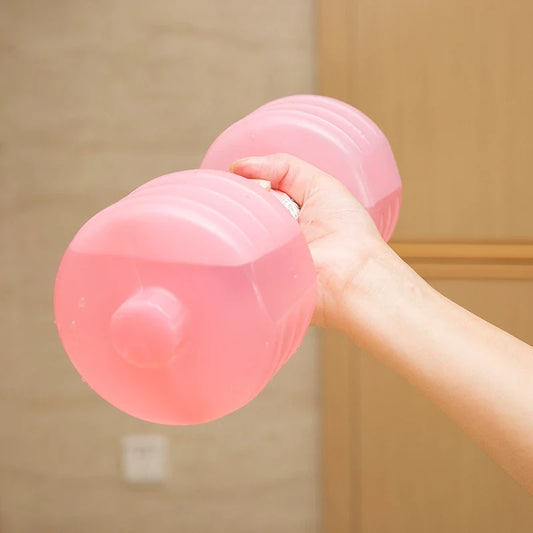 Plastic body building water dumbbell weight for slimming, fitness, gym, yoga, training, and sport exercises