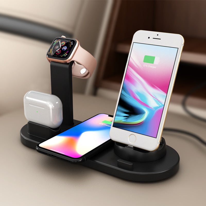 Three-in-one wireless charger bracket for watch, headset, and smartphone charging setup