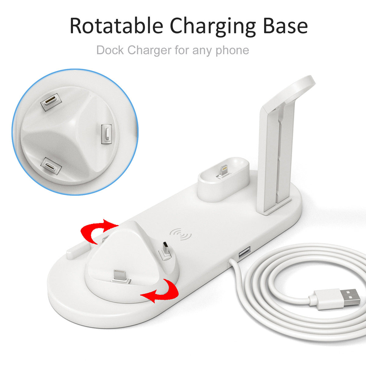 Three-in-one wireless charger bracket with watch and headset charging docks