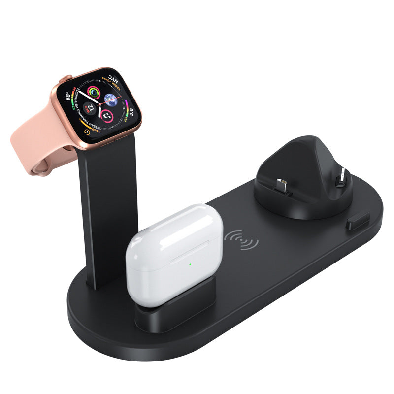 Three-in-one wireless charger bracket for smartwatch, headset, and smartphone charging setup