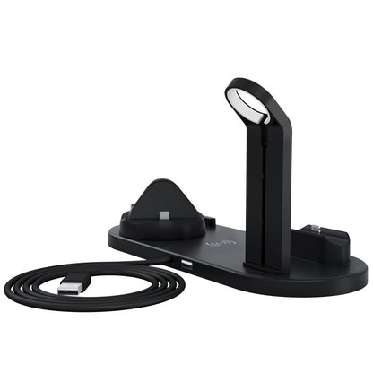 Three-in-one wireless charger bracket for watch, headset, and smartphone charging setup