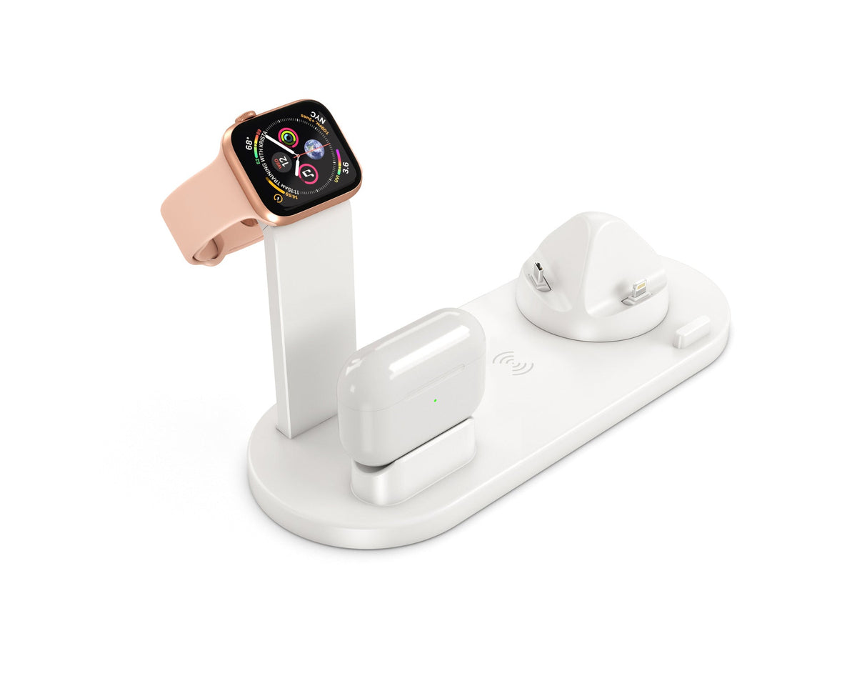 Three-in-one wireless charger bracket for watch, headset, and smartphone devices