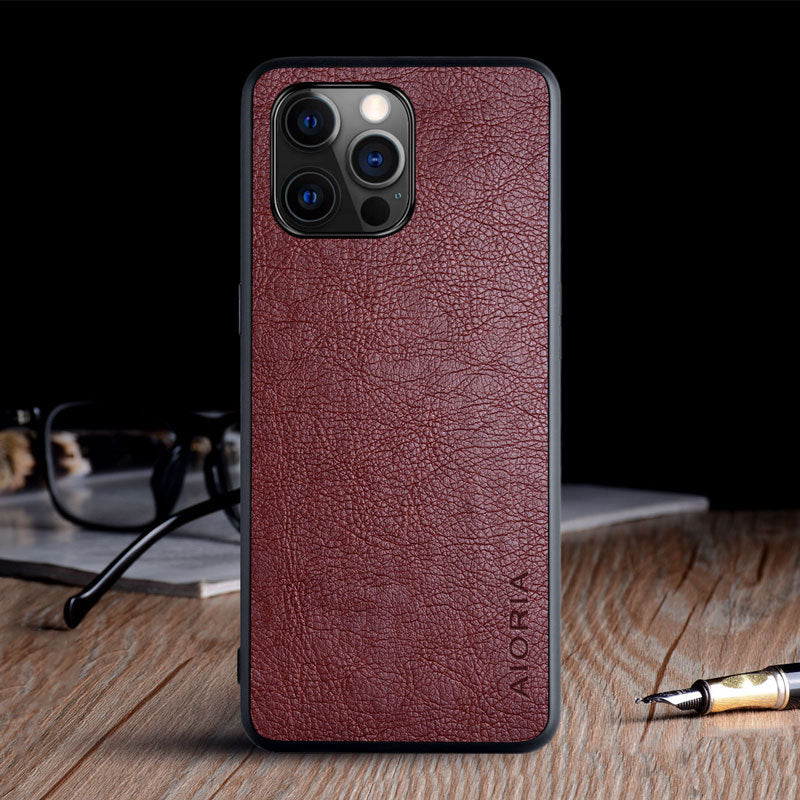 iPhone 12 Pro Max mobile phone case with textured lychee pattern, compatible with Apple devices