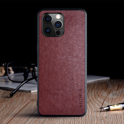 iPhone 12 Pro Max mobile phone case with textured lychee pattern, compatible with Apple devices