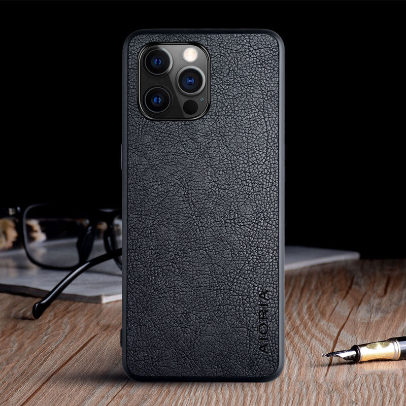 iPhone 12 Pro Max mobile phone case with textured lychee pattern by My Store