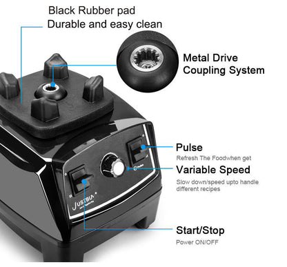 Blender broken wall cooking machine in black and stainless steel with countertop design