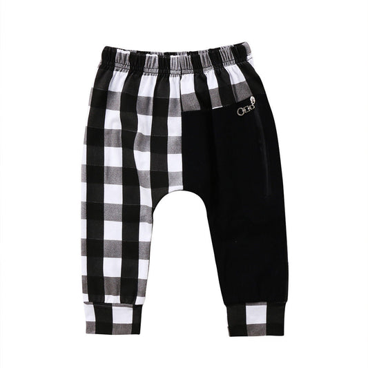 Pudcoco boys’ plaid harem pants, casual toddler trousers, ages 1–6Y