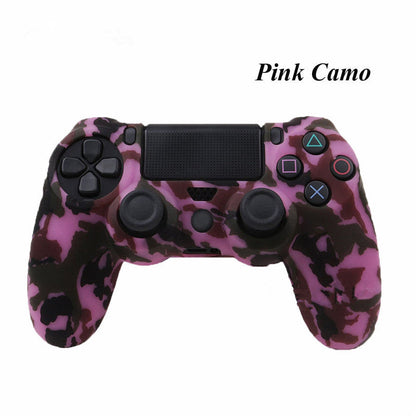 PS4 Slim camouflage handle protection cover, protective case shown on a PlayStation 4 controller