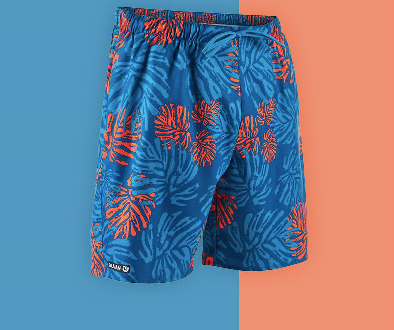 Men's quick-drying surfing beach shorts for hot springs in a colorful tropical print